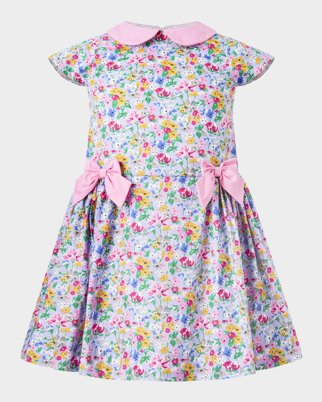Girl's Meadow Floral-Print Bow Dress, Size 2-